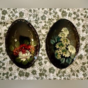 Hand Painted Pins (Brooches) - Made in Europe - Signed by Artist